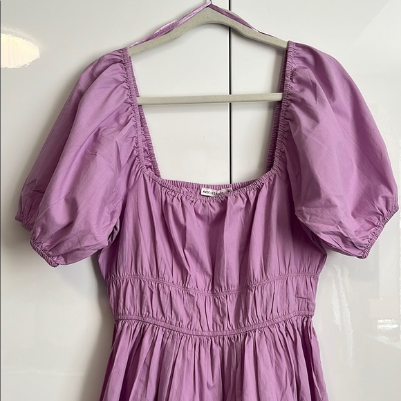 Avec Les Filles Lilac Puff Sleeve Cotton Tiered Dress, Size M - Picture 6 of 12